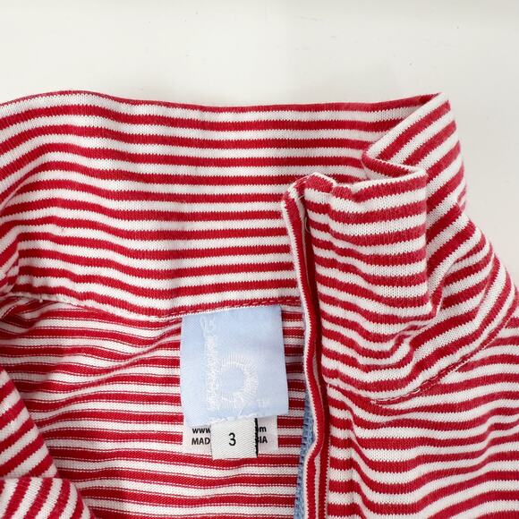Bella Bliss Boys 3T Red White Striped Pima Half Zip Pullover Cotton Long Sleeve - Picture 10 of 10